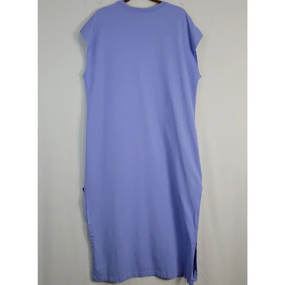Abercrombie & Fitch Crew Neck Maxi T-Shirt Dress size XLP Blue Cotton Minimalist